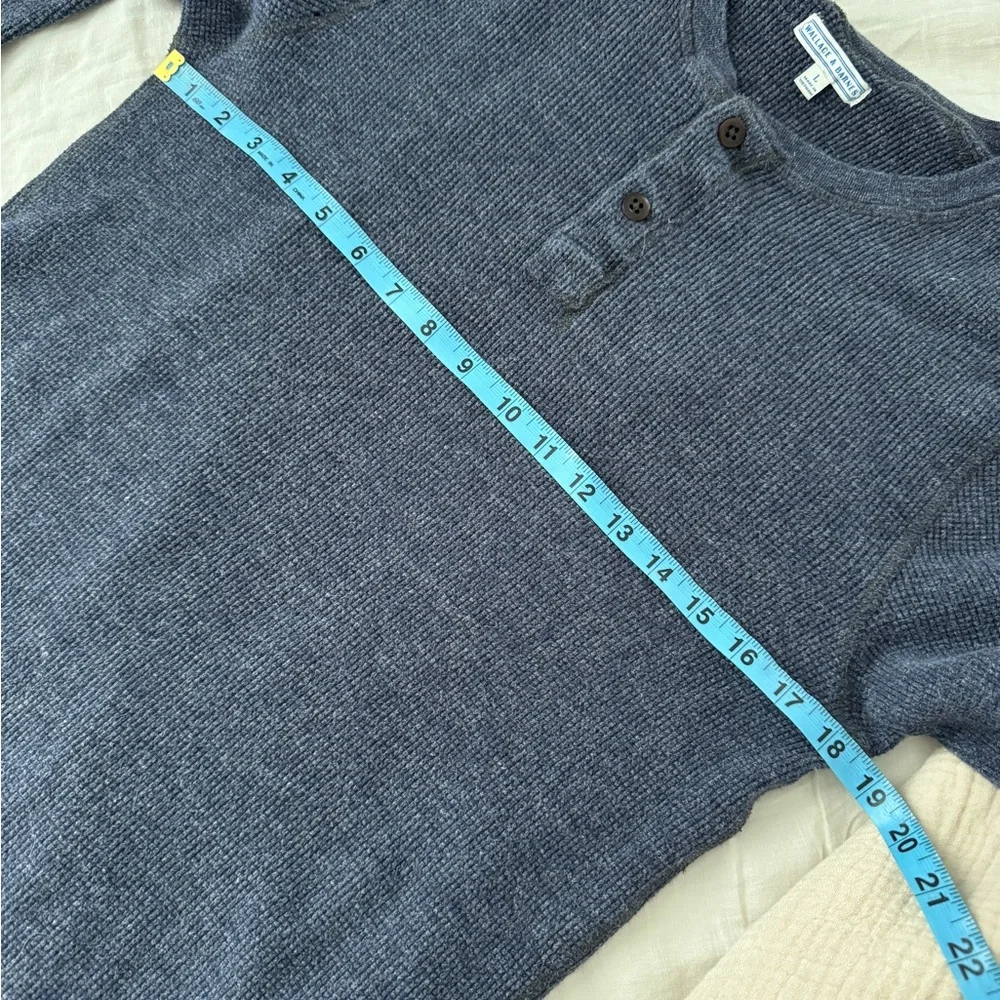 Wallace & Barnes Blue Waffle-Knit Henley